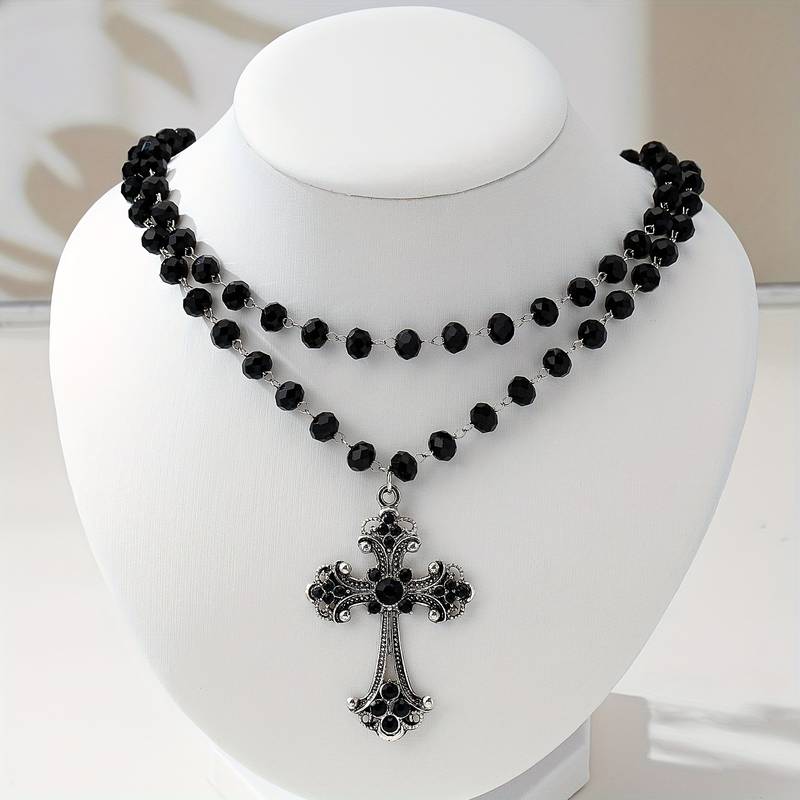 Naszyjnik krzyżowy w stylu Y2K – Layered Pendant Necklace Aesthetic recenzja i cena