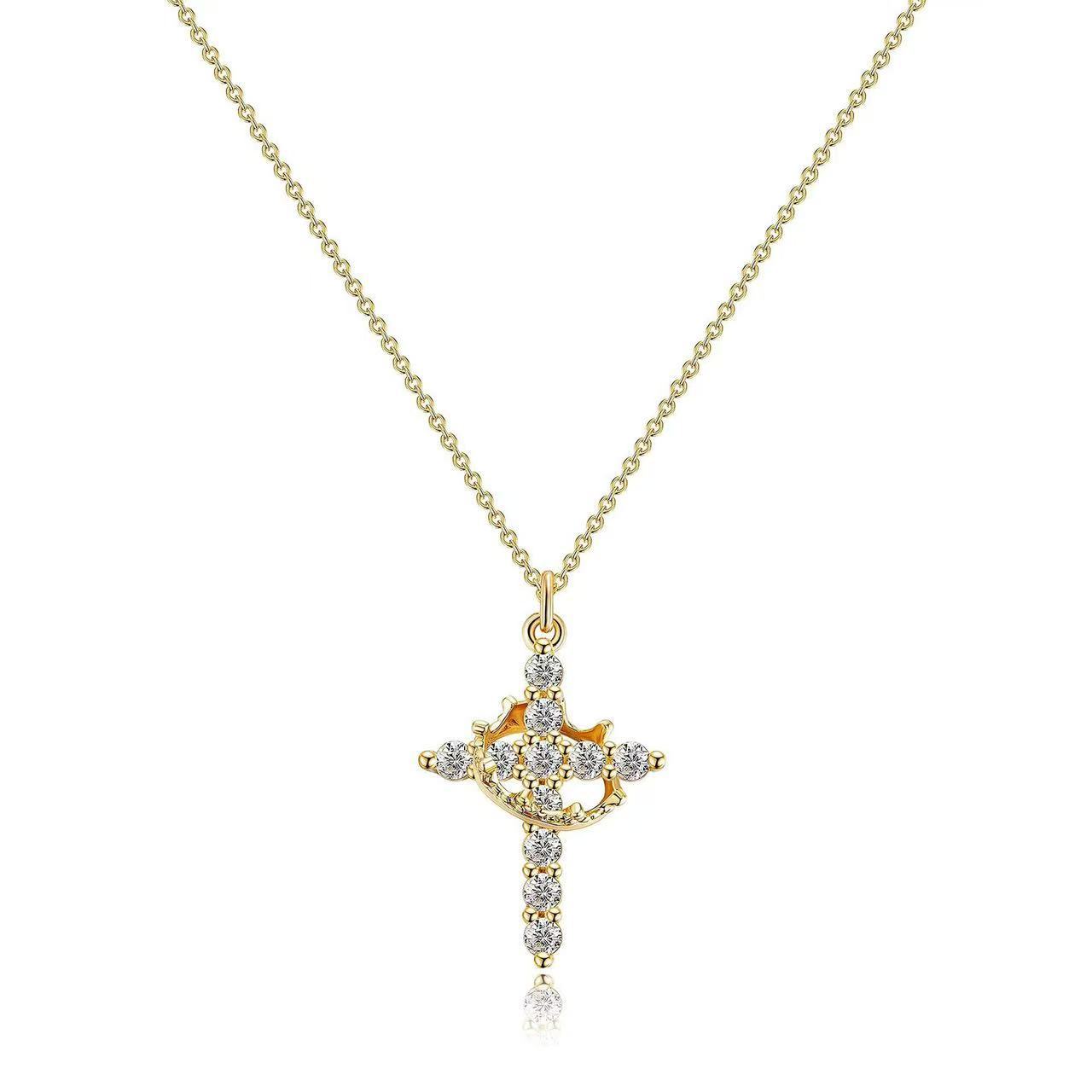 Szczęśliwy Obrotowy Naszyjnik  – Cross Pendant Necklace Gold recenzja i cena