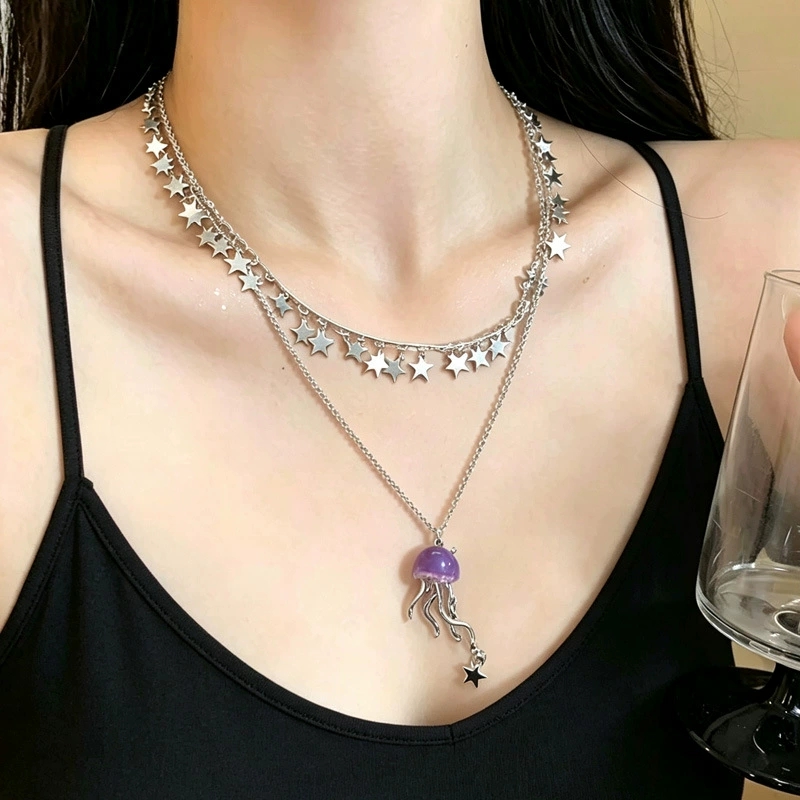 Uroczy Fioletowy Wisiorek Medu – Layered Pendant Necklace Aesthetic recenzja i cena