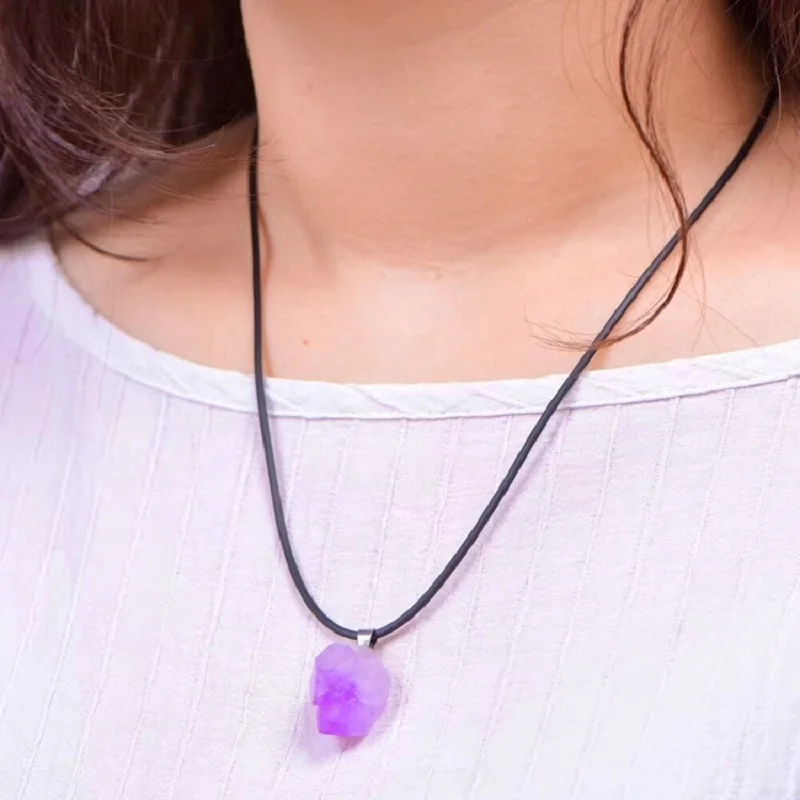 Naturalne ametysty naszyjnik k – Crystal Pendant Necklace Natural Stone recenzja i cena