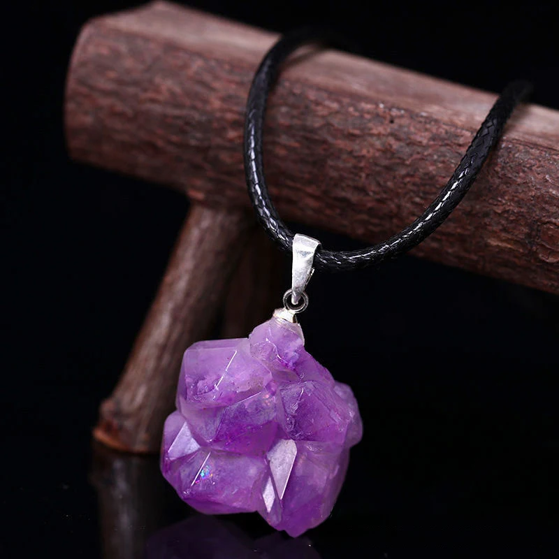 Naturalne ametysty naszyjnik k – Crystal Pendant Necklace Natural Stone recenzja i cena