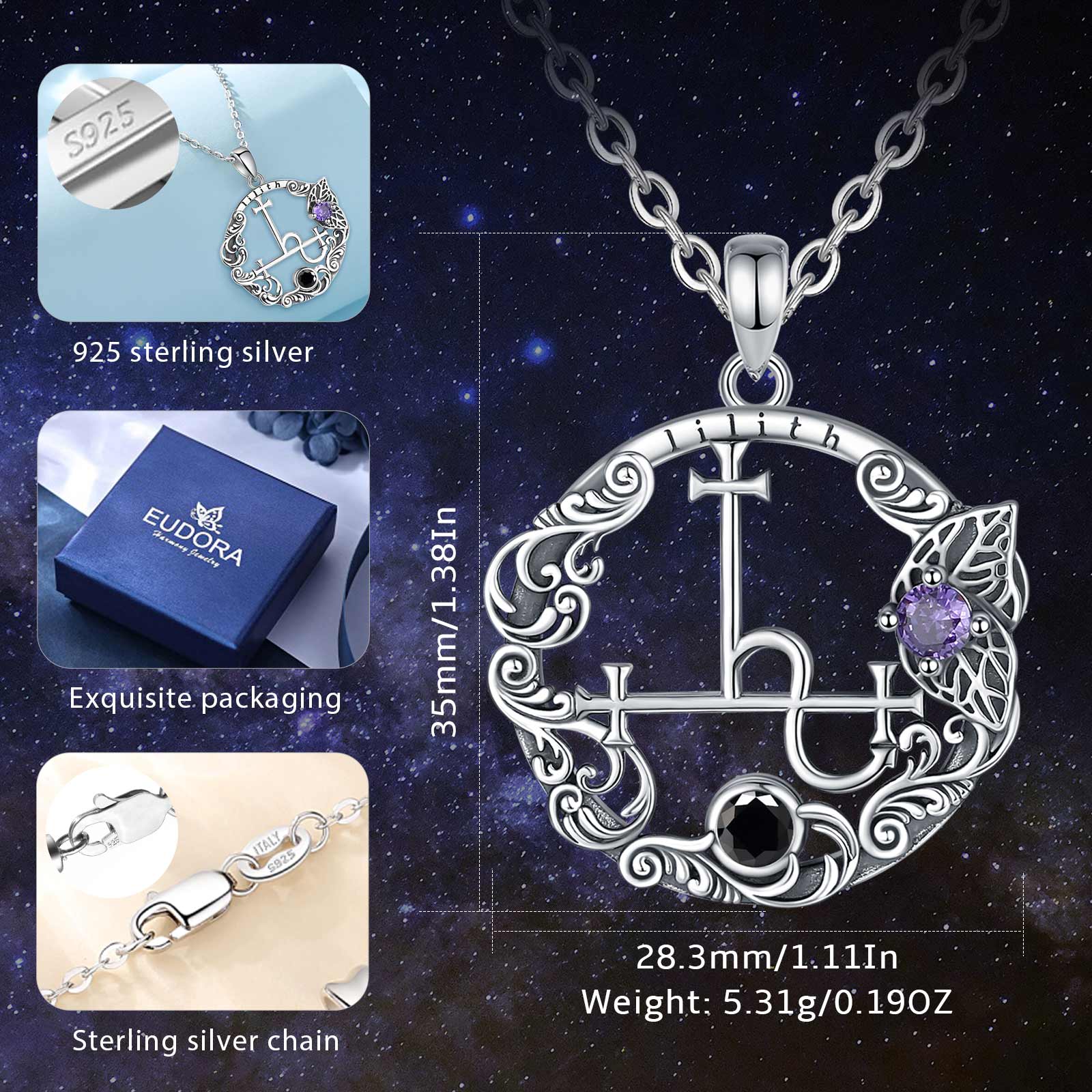 Eudora 925 Sterling Silver Lil – 925 Sterling Silver Chain Necklace Men recenzja i cena