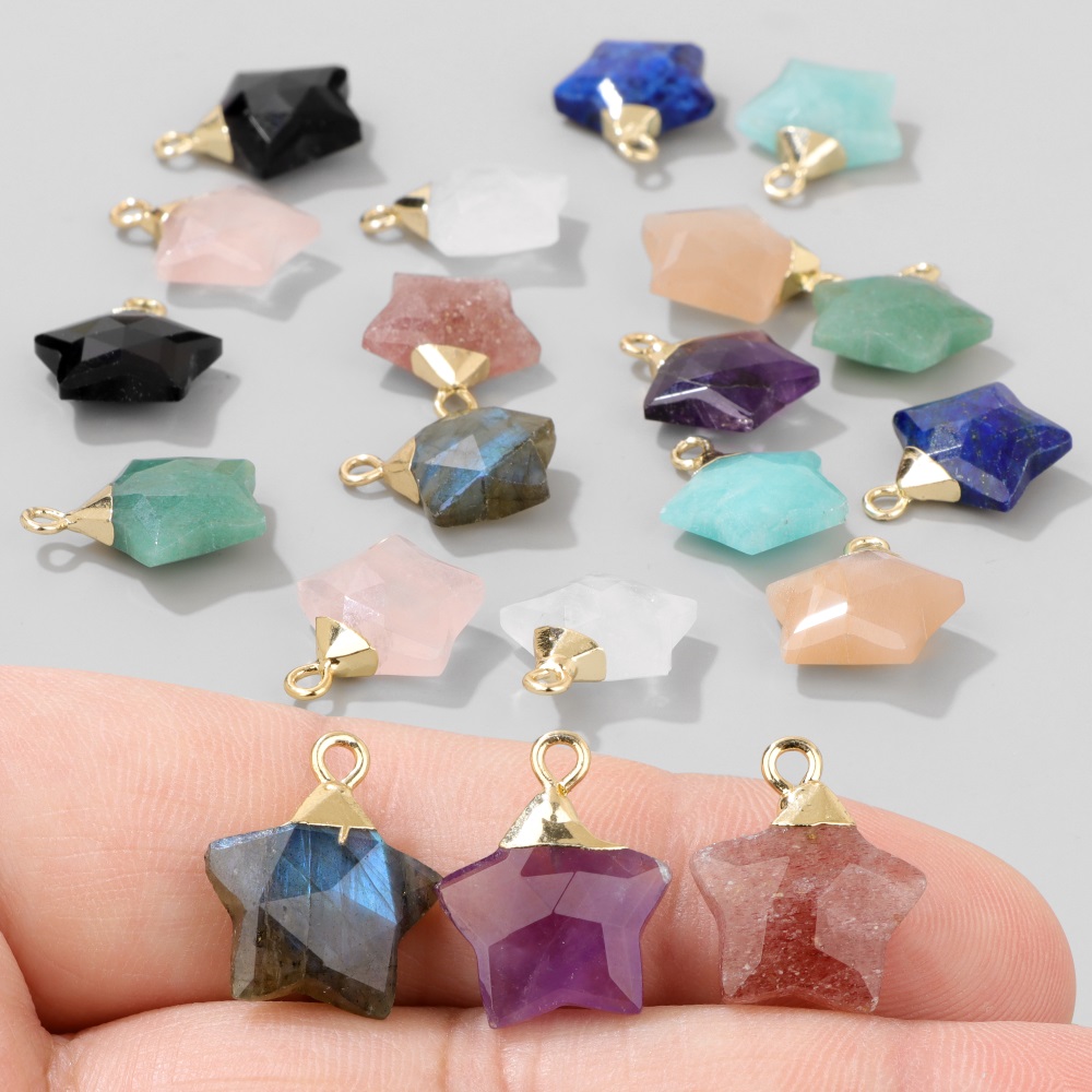 2 sztuk kształt gwiazdy kamień – Crystal Pendant Necklace Natural Stone recenzja i cena